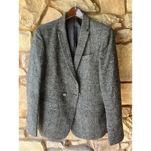 ASOS Mens Moon Luxury Wool Check Double Breasted Blazer Grey 38R